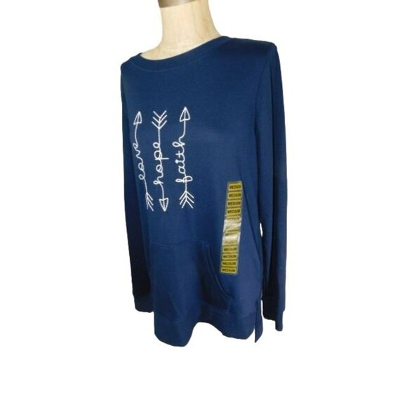 C Wonder Size M Medium Embroidered Motivational Long Sleeve Knit Top NWT - Picture 2 of 2